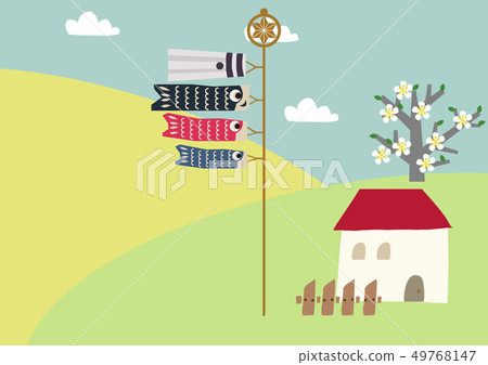 The image of the season of the season. carp streamer. Illustration of the Japanese season. Illustration material of children's day. 49768147