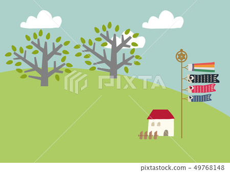 The image of the season of the season. carp streamer. Illustration of the Japanese season. Illustration material of children's day. The image of the season of the season. carp streamer. Illustration of the Japanese season. Illustration material of children's day. 49768148
