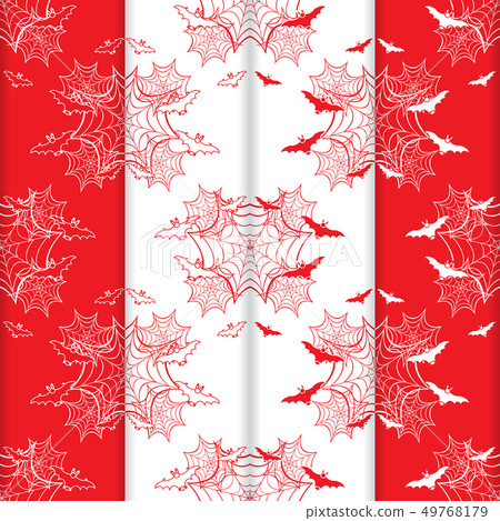 4 Halloween vector seamless pattern with web, bats 4 Halloween vector seamless pattern with web, bats 49768179