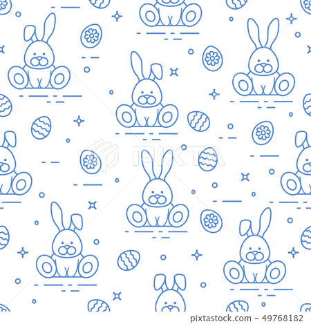 Pattern with Easter rabbits, decorated eggs Pattern with Easter rabbits, decorated eggs 49768182