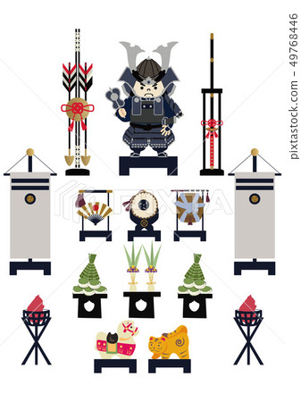 The image of the season of the season. Illustration of the Japanese season. May doll. Illustration material of children's day. Samurai. The image of the season of the season. Illustration of the Japanese season. May doll. Illustration material of children's day. Samurai. 49768446