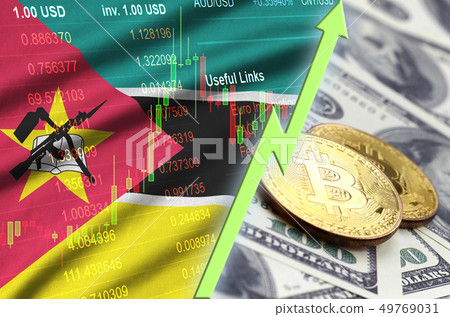 Mozambique flag and cryptocurrency growing trend Mozambique flag and cryptocurrency growing trend 49769031