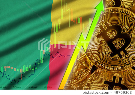 Benin flag and cryptocurrency growing trend with Benin flag and cryptocurrency growing trend with 49769368