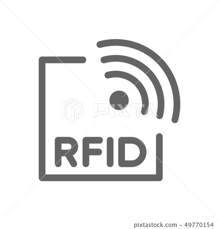 RFID with radio waves line icon. 49770154