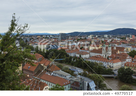 Landscape from the hills of Austria Graz Schlossberg Landscape from the hills of Austria Graz Schlossberg 49770517