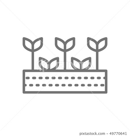 Field with plants, farmland, garden, agricultural landscape line icon. Field with plants, farmland, garden, agricultural landscape line icon. 49770641