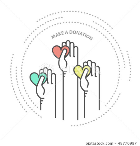 Charity, donation and philanthropy concept icon - 49770987