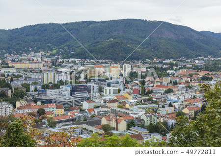 Landscape view from the hills of Austria Graz Schlossberg Landscape view from the hills of Austria Graz Schlossberg 49772811