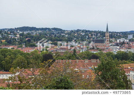 Landscape from the hills of Austria Graz Schlossberg Landscape from the hills of Austria Graz Schlossberg 49773865