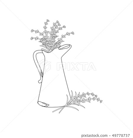 Rusty jug with lavender outline 49778737