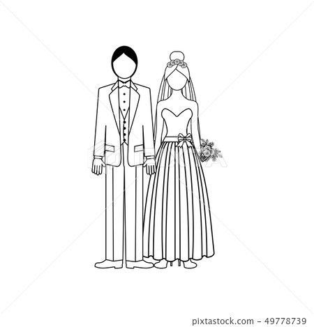 Wedding couple outline - Stock Illustration [49778739] - PIXTA