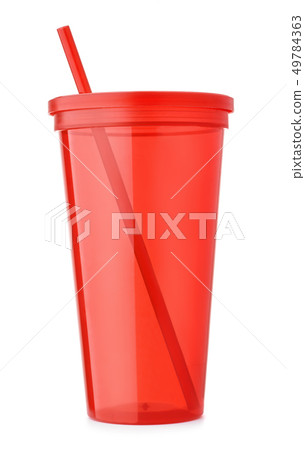 Red reusable plastic cup 49784363