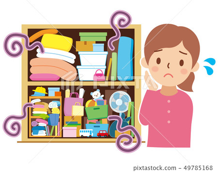 Messy closet and troubled woman 49785168