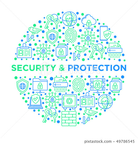 Security and protection concept in circle - Stock Illustration ...