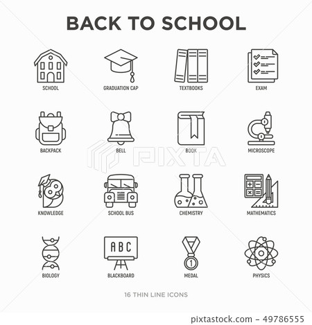 Back to school thin line icons set - Stock Illustration [49786555] - PIXTA