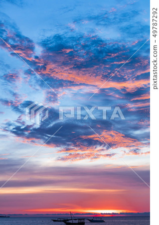 Sunset seascape Nungwi Unguja Zanzibar Island Tanzania East Africa 49787292