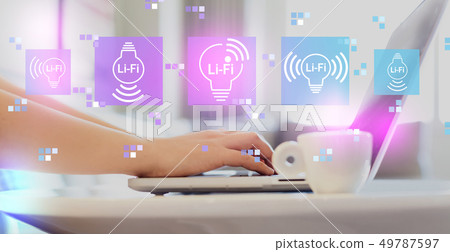LiFi theme with woman using a laptop 49787597