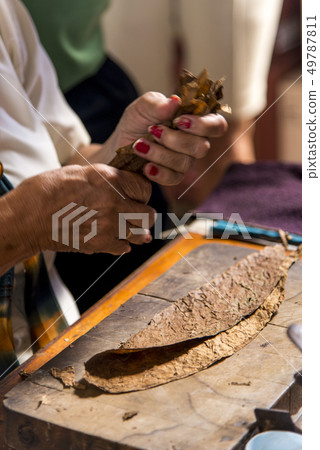 Woman making cigar - Trinidad - Cuba Woman making cigar - Trinidad - Cuba 49787811