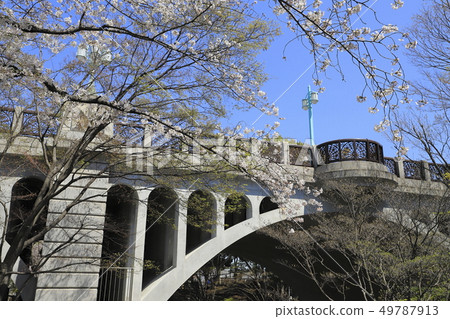 從Otonashi親水公園北區,東京看到的Otonashi橋(Otenashibashi) 從Otonashi親水公園北區,東京看到的Otonashi橋(Otenashibashi) 49787913