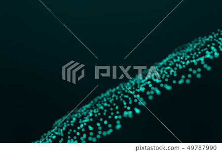 Abstract digital landscape with flowing particles. Abstract digital landscape with flowing particles. 49787990