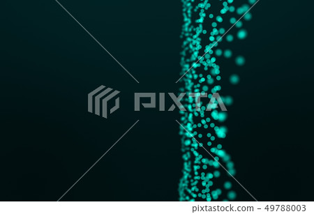 Wave of particles. Futuristic blue dots background 49788003