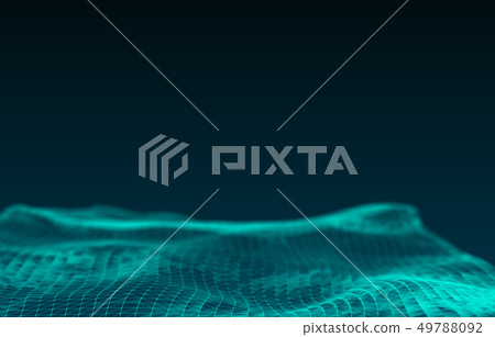 3d Rendering. digital wave of particles and 3d Rendering. digital wave of particles and 49788092