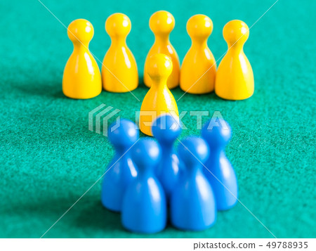 yellow pawns with leader in front of blue pawns yellow pawns with leader in front of blue pawns 49788935