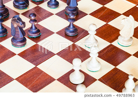 chess gameplay on chessboard close up chess gameplay on chessboard close up 49788963