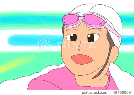 A girl who laughs at the poolside A girl who laughs at the poolside 49790969