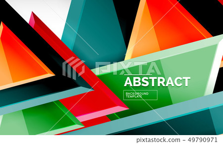 Triangles repetiton geometric abstract background, multicolored glossy triangular shapes, hi-tech 49790971