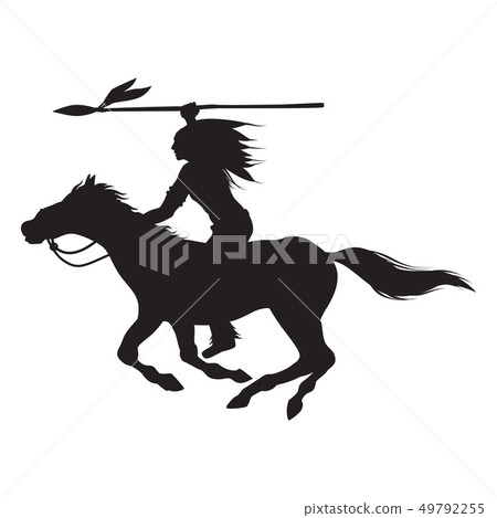 Silhouette of Native American Indian Silhouette of Native American Indian 49792255