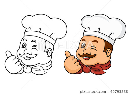Chef cartoon with thumb up, vector 49793288