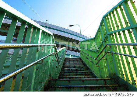 Scenery of a pedestrian overpass Scenery of a pedestrian overpass 49793579