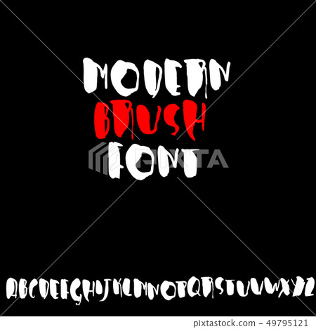 Hand drawn modern dry brush lettering. Grunge style alphabet. Handwritten font. Vector illustration. Hand drawn modern dry brush lettering. Grunge style alphabet. Handwritten font. Vector illustration. 49795121