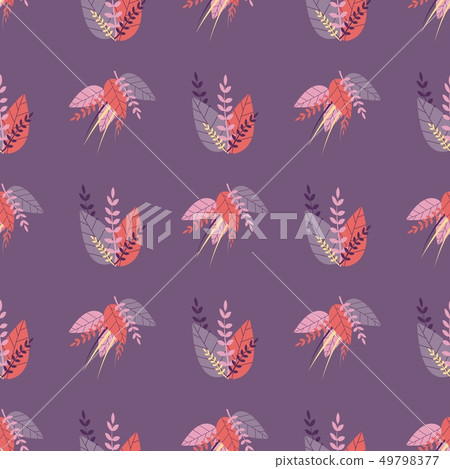 Purple Seamless Lovely Pattern in Herbal Style 49798377