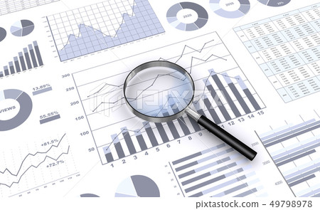 Explore business materials with a magnifying glass 49798978
