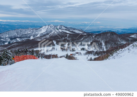 We see Dewa Sanzan from Zao Onsen ski area slope 49800962