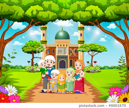 the happy family are posing in front the happy family are posing in front 49801670