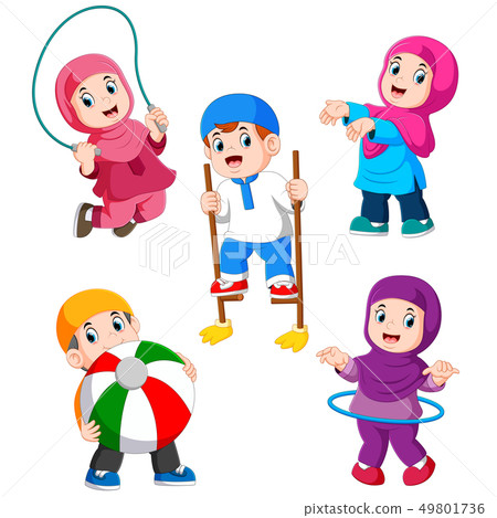 the children are playing with their different toy 49801736