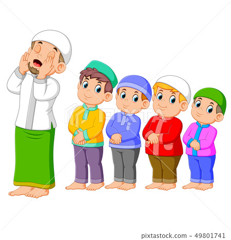 four boys are praying with the right posing four boys are praying with the right posing 49801741