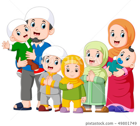 A muslim family are celebrating ied mubarak 49801749