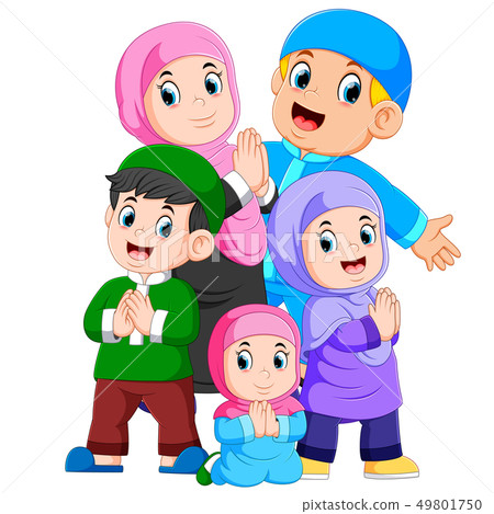 A muslim family are celebrating ied mubarak A muslim family are celebrating ied mubarak 49801750