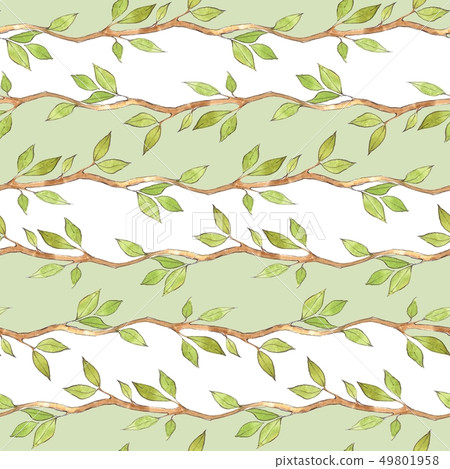 Seamless pattern with watercolor branches and leaves Seamless pattern with watercolor branches and leaves 49801958