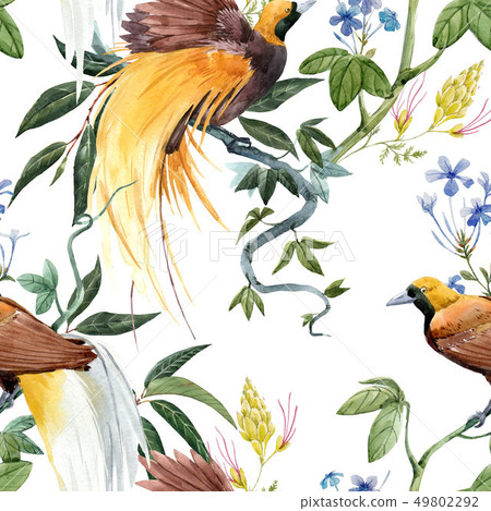 Watercolor tropical seamless pattern 49802292