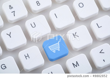 Computer keyboard with shopping cart button Computer keyboard with shopping cart button 49802852