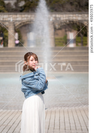 Walking stroll Beauty Lifestyle Portrait Woman fresh green Walking stroll Beauty Lifestyle Portrait Woman fresh green 49803975