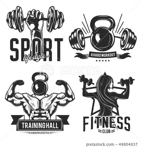 Gym Emblems Labels Badges Logos Stock Illustration 49804837 Pixta