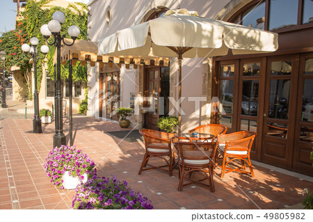 Typical narrow street somewhere in Crete Island, Rethymno, Greece 49805982