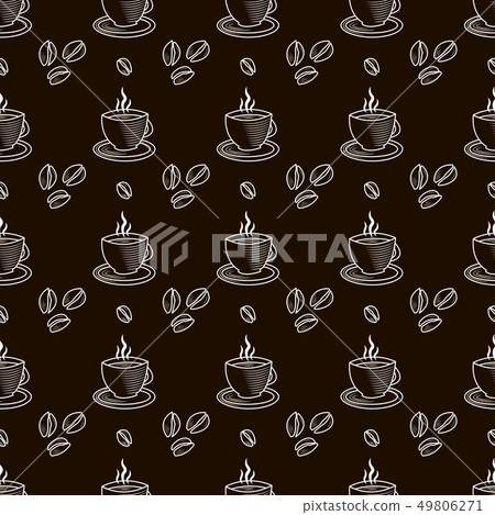 Seamless pattern with coffee beans and cups. - Stock Illustration ...
