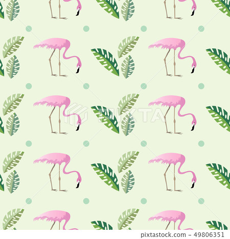 pink flamingos and palm leaves on abstract pink flamingos and palm leaves on abstract 49806351